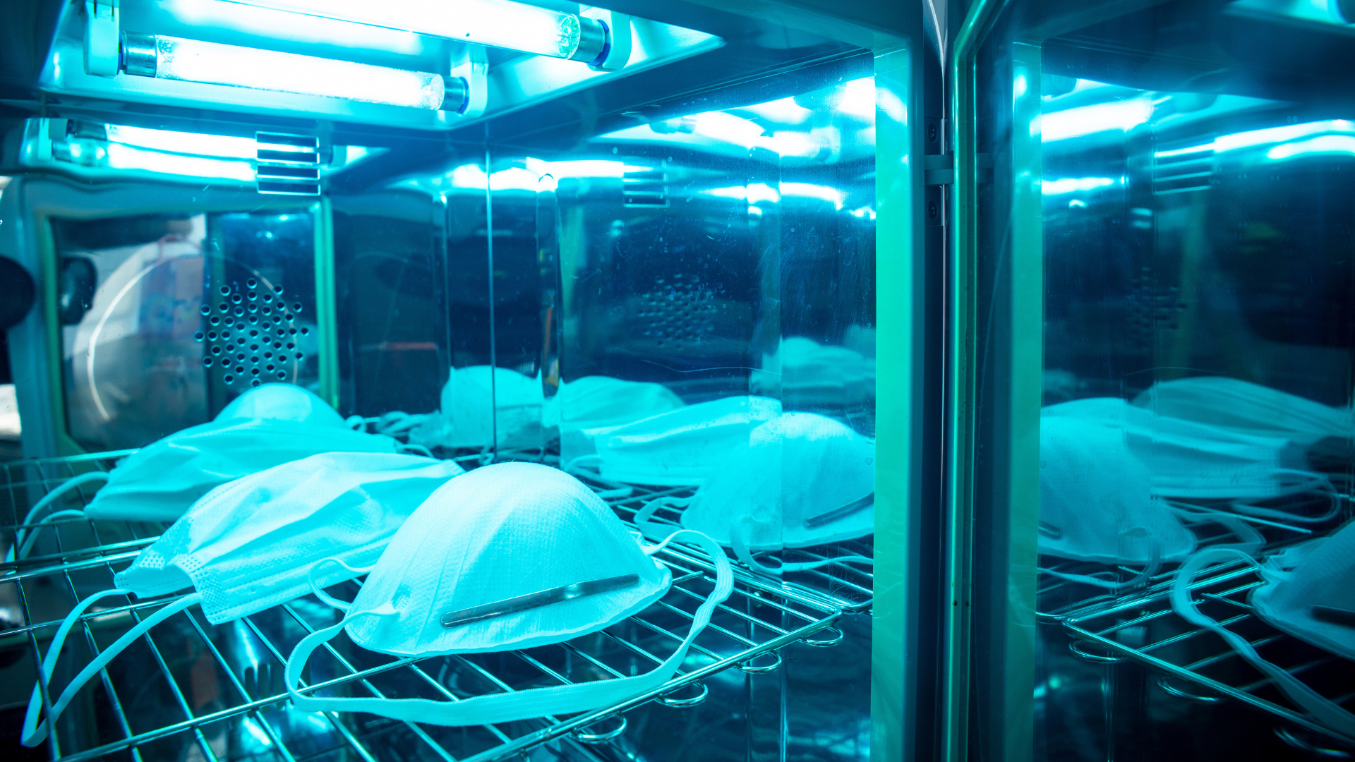 mask being disinfected by UVC light